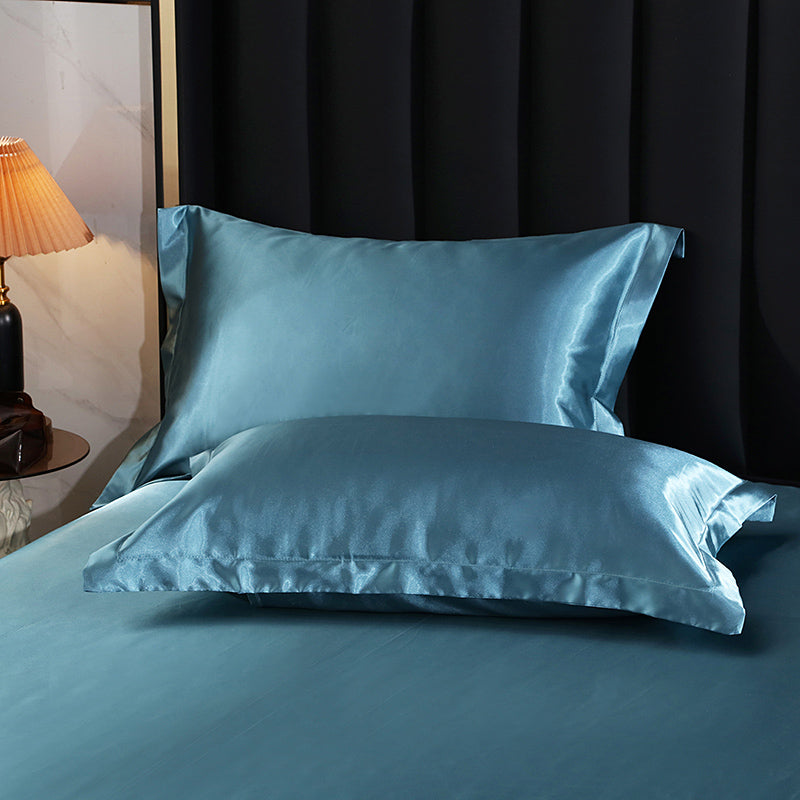 Elegant Fitted Sheet Modern Silk Ultra Soft Soild Bed Sheet Set
