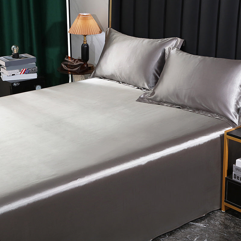 Elegant Fitted Sheet Modern Silk Ultra Soft Soild Bed Sheet Set