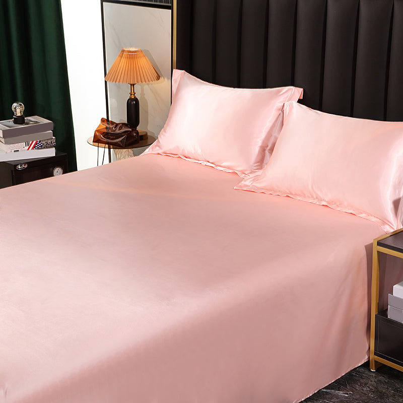 Elegant Fitted Sheet Modern Silk Ultra Soft Soild Bed Sheet Set