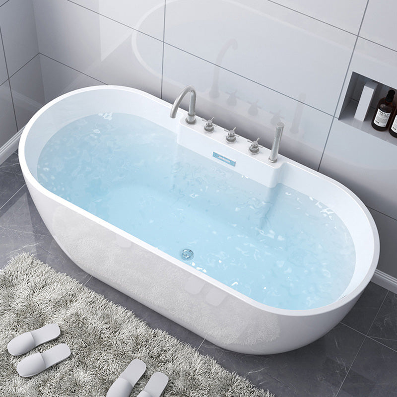 Acrylic Oval Freestanding Bath Soaking 23.23-inch Tall Bathtub in White