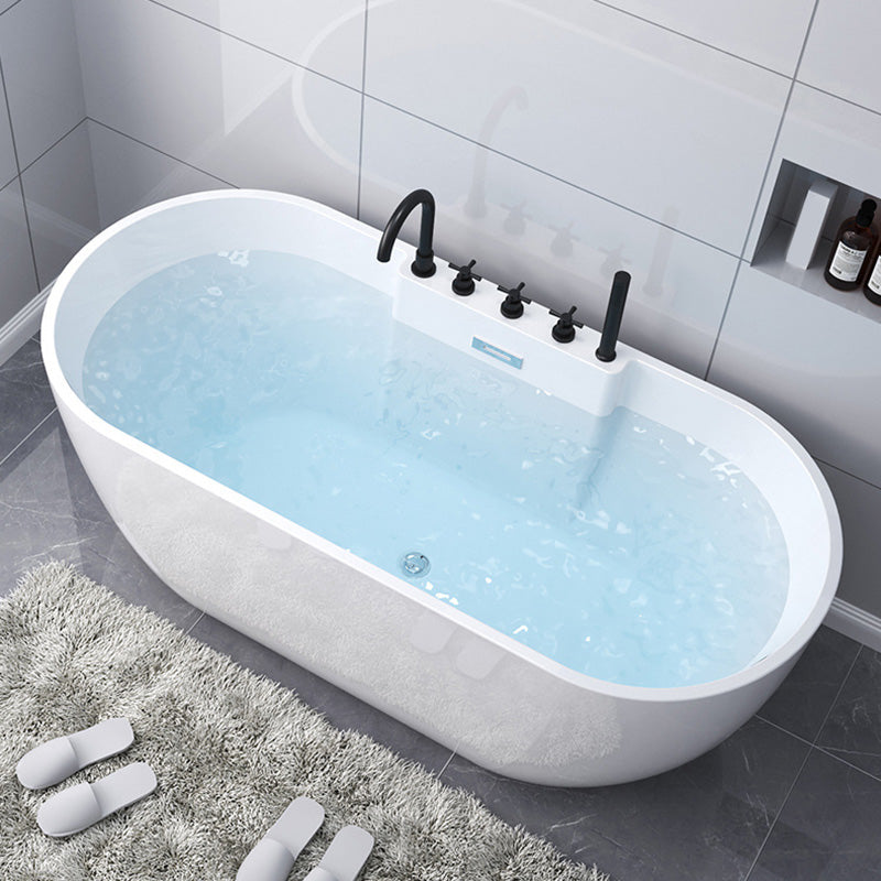 Acrylic Oval Freestanding Bath Soaking 23.23-inch Tall Bathtub in White