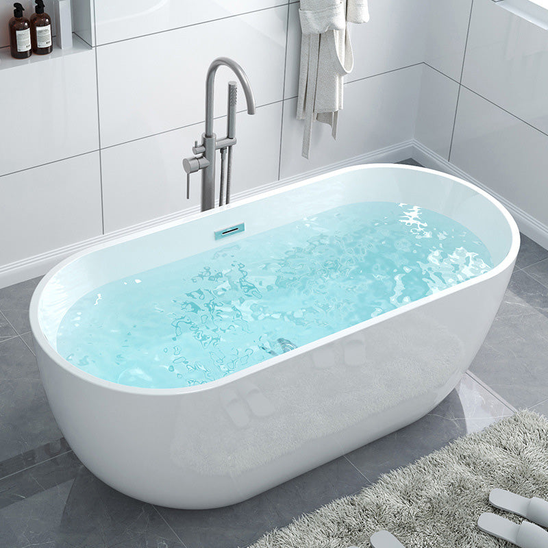 Acrylic Oval Freestanding Bath Soaking 23.23-inch Tall Bathtub in White