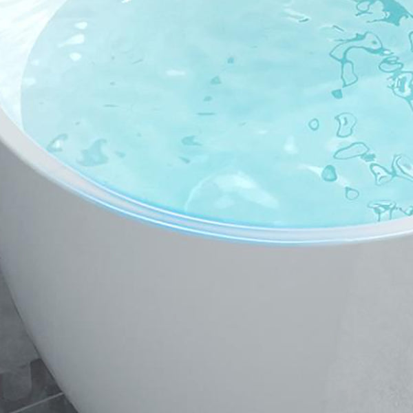 Acrylic Oval Freestanding Bath Soaking 23.23-inch Tall Bathtub in White