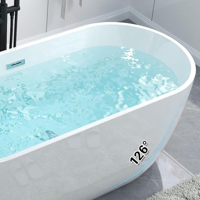 Acrylic Oval Freestanding Bath Soaking 23.23-inch Tall Bathtub in White