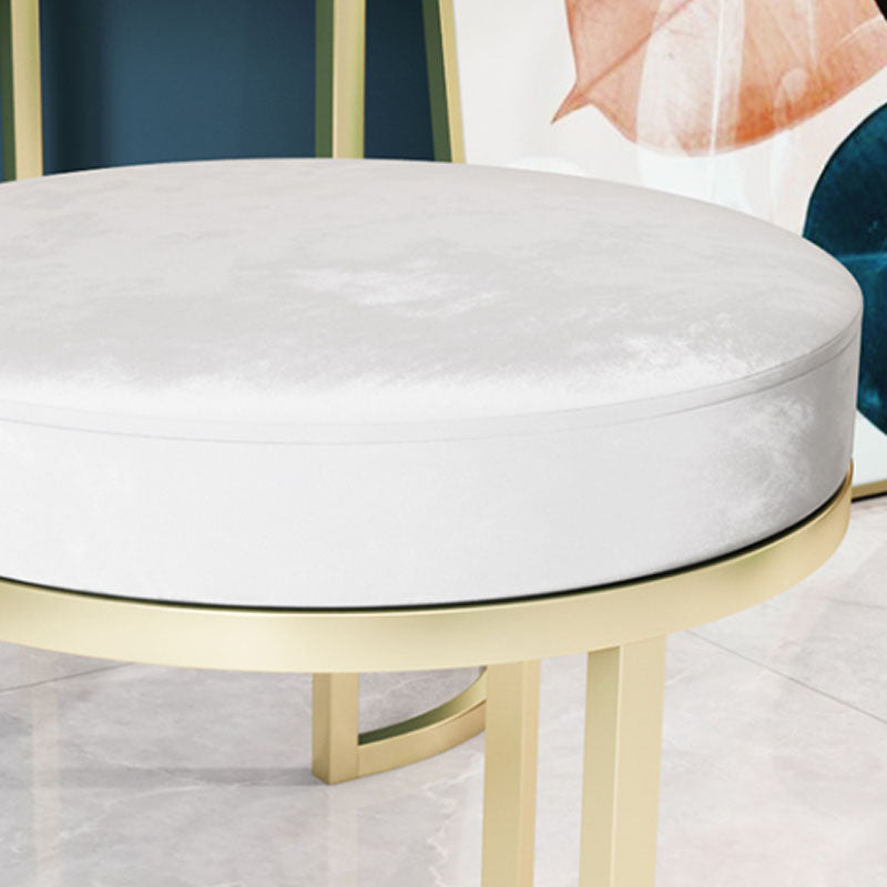 Luxury Ottoman Velvet Tear Resistant Upholstered Solid Color Round Ottoman with Metal Legs