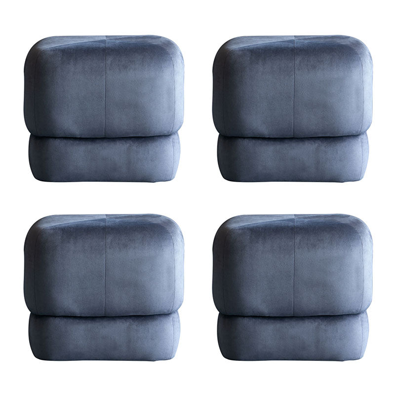 Modern Pouf Ottoman Velvet Upholstered Fade Resistant Solid Color Square Ottoman