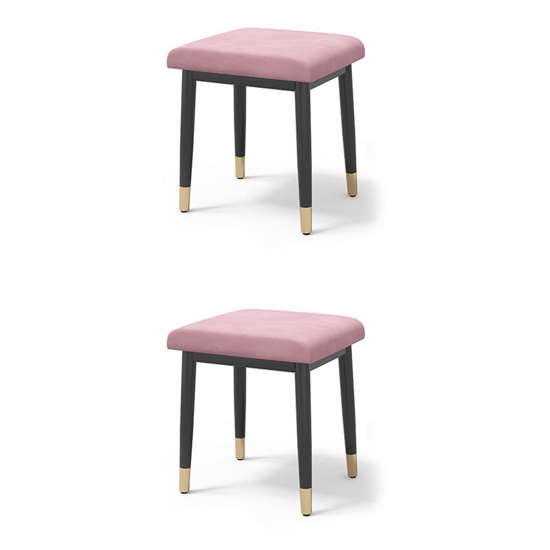 Glam Ottoman Velvet Upholstered Solid Color Square Ottoman with Metal Legs