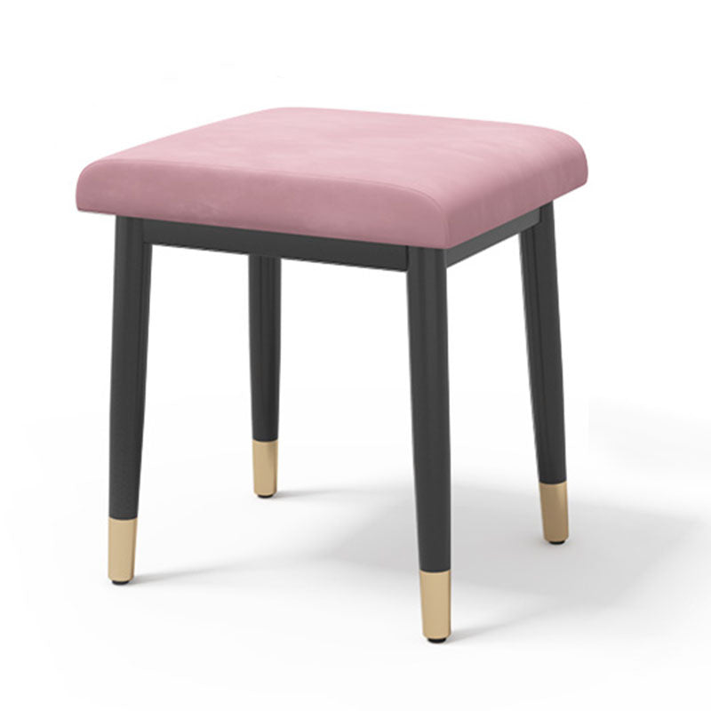Glam Ottoman Velvet Upholstered Solid Color Square Ottoman with Metal Legs