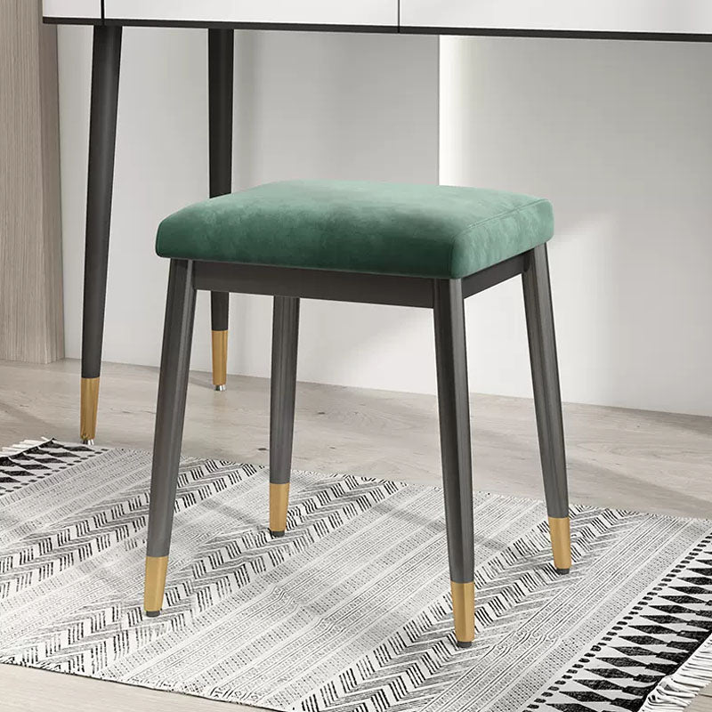 Glam Ottoman Velvet Upholstered Solid Color Square Ottoman with Metal Legs