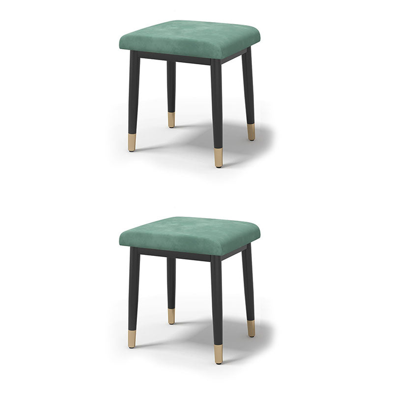 Glam Ottoman Velvet Upholstered Solid Color Square Ottoman with Metal Legs