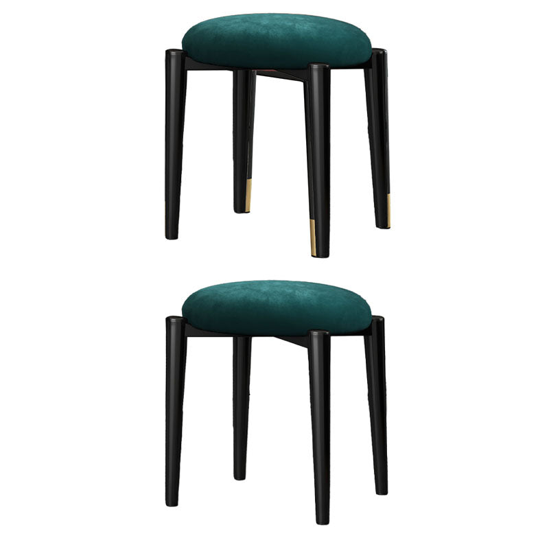 Luxury Ottoman Velvet Tear Resistant Solid Color Round Ottoman with Metal Legs