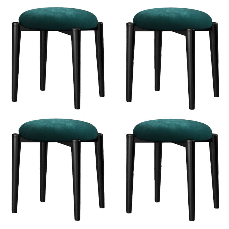 Luxury Ottoman Velvet Tear Resistant Solid Color Round Ottoman with Metal Legs