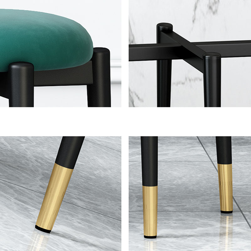 Luxury Ottoman Velvet Tear Resistant Solid Color Round Ottoman with Metal Legs