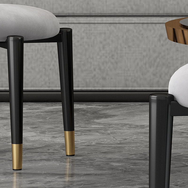 Luxury Ottoman Velvet Tear Resistant Solid Color Round Ottoman with Metal Legs