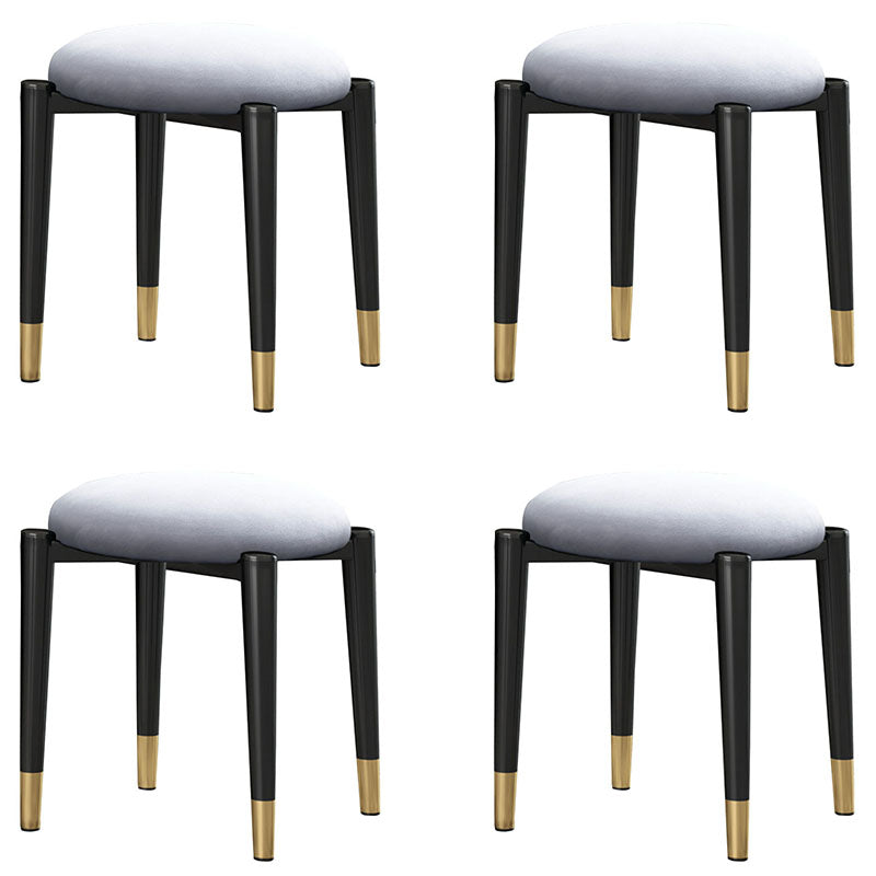 Luxury Ottoman Velvet Tear Resistant Solid Color Round Ottoman with Metal Legs