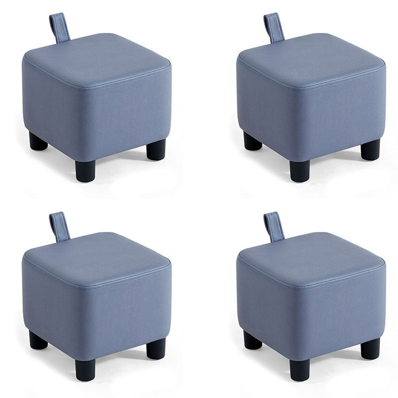 Glam Ottoman Faux Leather Stain Resistant Solid Color Square Ottoman with Plastic Legs