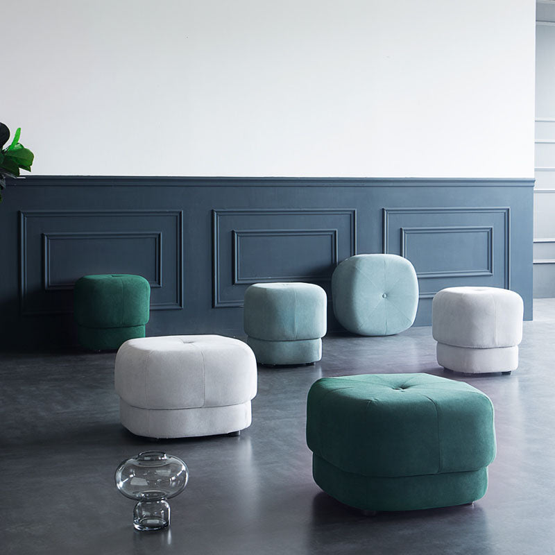 Modern Ottoman Velvet Upholstered Fade Resistant Solid Color Square Ottoman