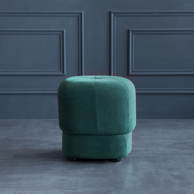 Modern Ottoman Velvet Upholstered Fade Resistant Solid Color Square Ottoman