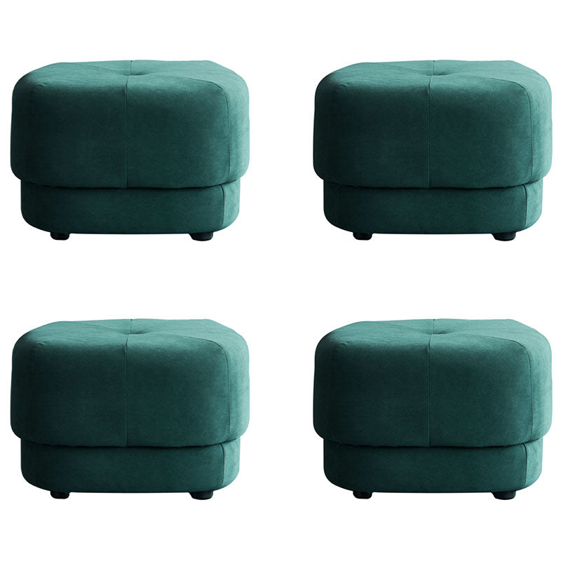 Modern Ottoman Velvet Upholstered Fade Resistant Solid Color Square Ottoman