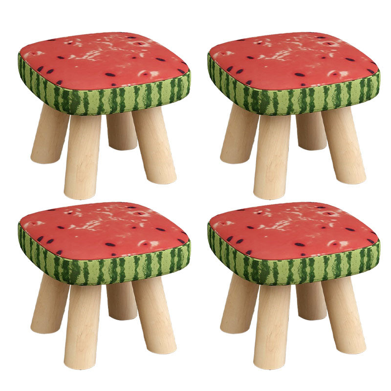 Modern Ottoman Cotton Fade Resistant Detachable Seat Cover Solid Color Square Ottoman
