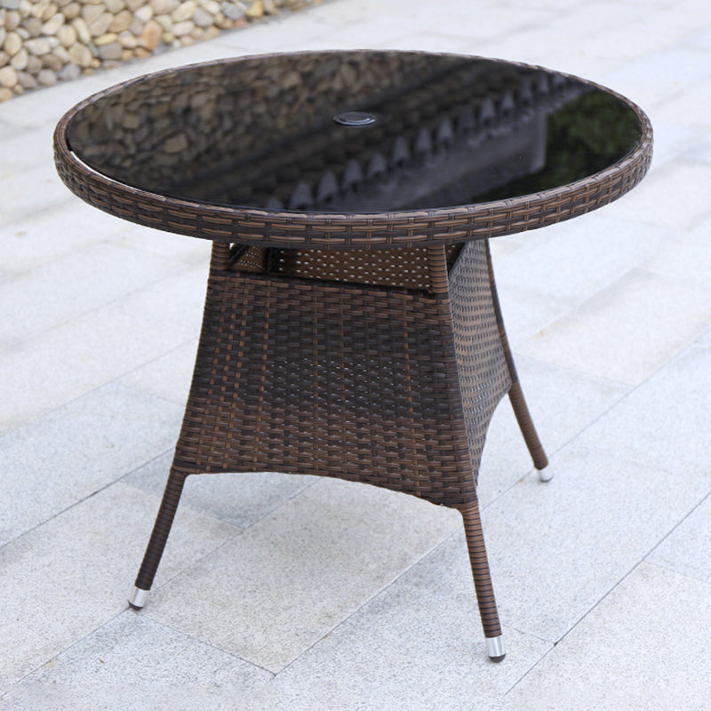 Industrial Rattan Bistro Table Outdoor Metal Frame Patio Table