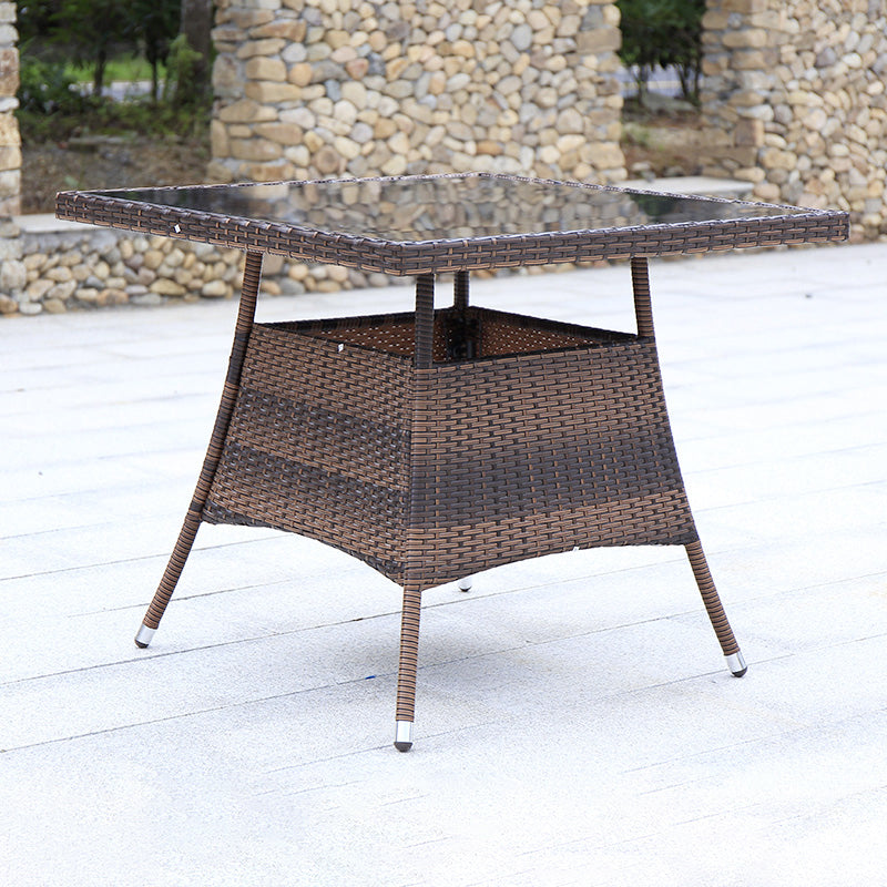 Industrial Rattan Bistro Table Outdoor Metal Frame Patio Table