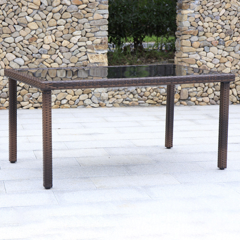 Industrial Rattan Bistro Table Outdoor Metal Frame Patio Table