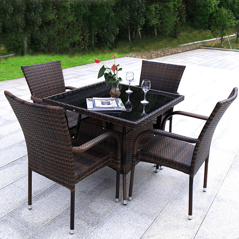 Industrial Rattan Bistro Table Outdoor Metal Frame Patio Table