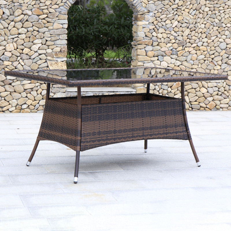 Industrial Rattan Bistro Table Outdoor Metal Frame Patio Table