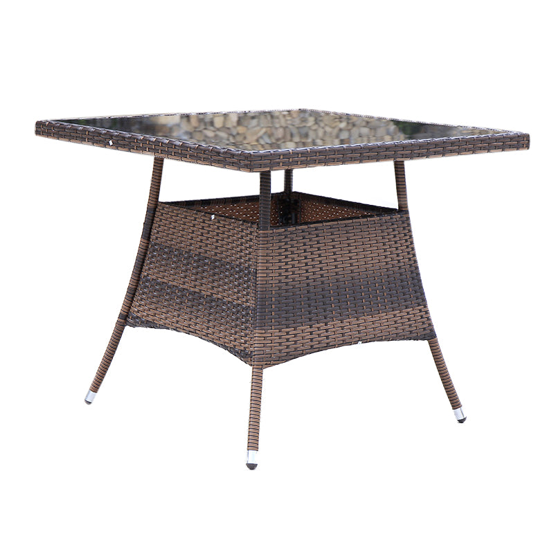 Industrial Rattan Bistro Table Outdoor Metal Frame Patio Table