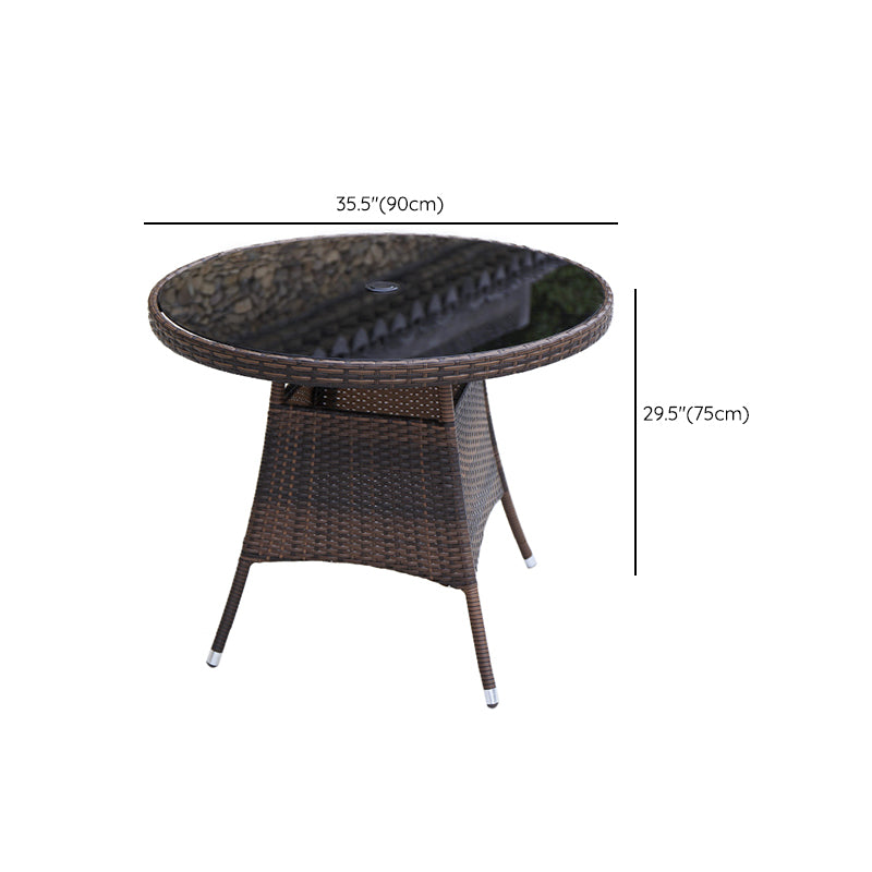 Industrial Rattan Bistro Table Outdoor Metal Frame Patio Table