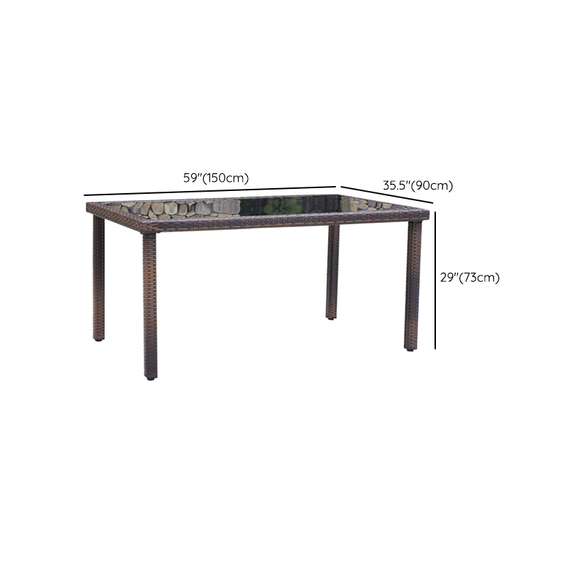 Industrial Rattan Bistro Table Outdoor Metal Frame Patio Table