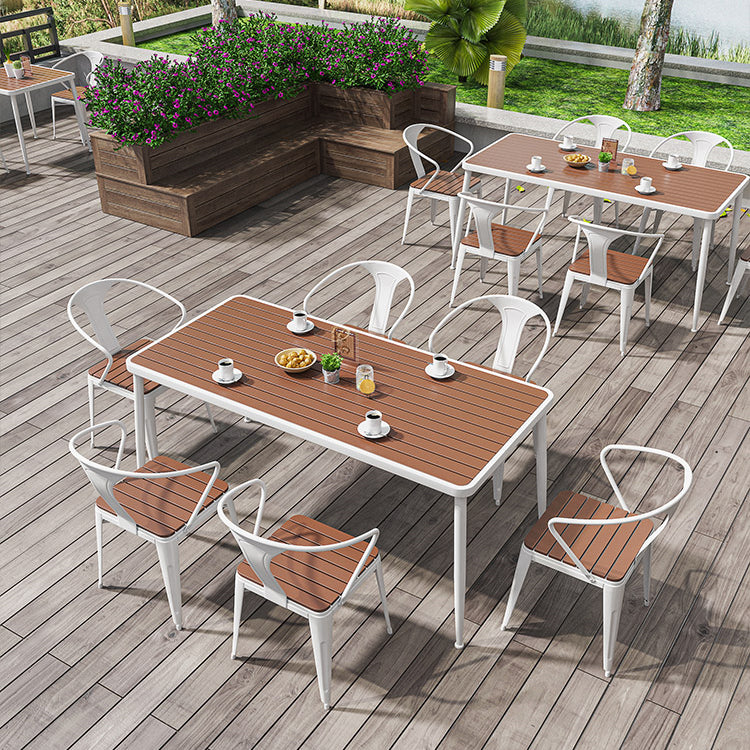 Outdoor Contemporary Coffee Table Metal Frame Rectangle  Dining Table