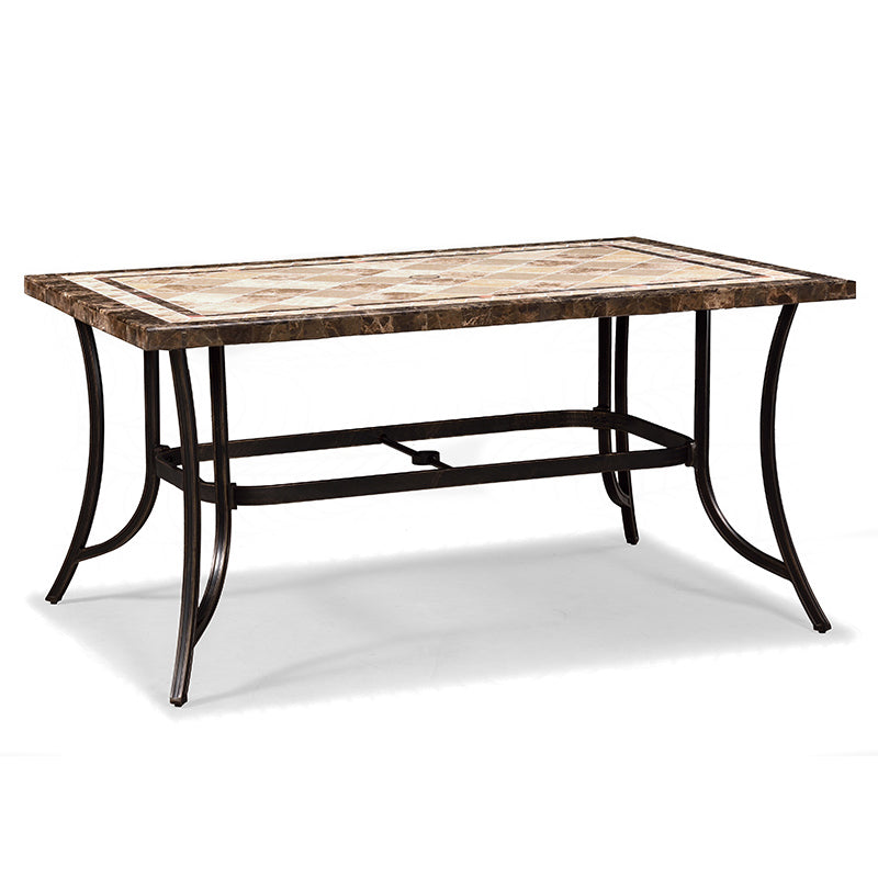 Stone/Ceramic Dining Table Outdoor Aluminum Base Patio Table in Brown