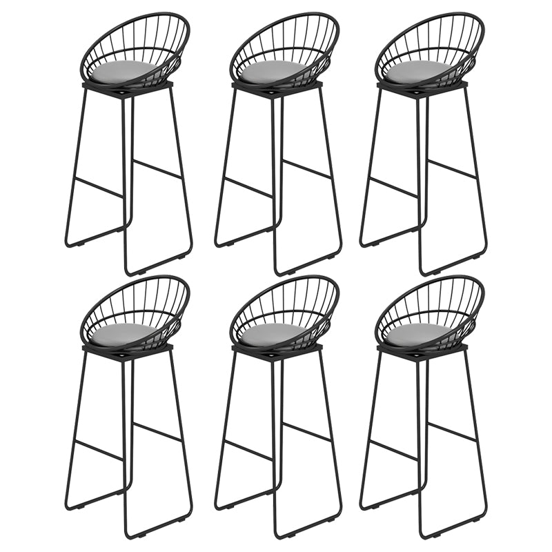 Low Back Upholstered Dining Stool Armless Bar Stool with Metal Base