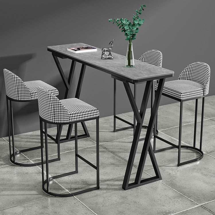 Low Back Upholstered Dining Stool Armless Bar Stool with Metal Base