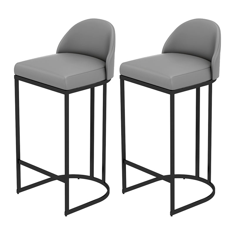 Low Back Upholstered Dining Stool Armless Bar Stool with Metal Base