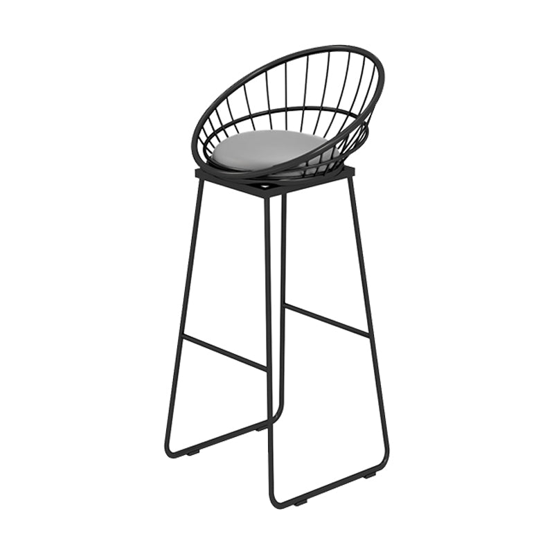 Low Back Upholstered Dining Stool Armless Bar Stool with Metal Base
