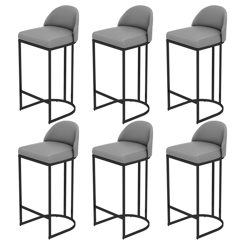 Low Back Upholstered Dining Stool Armless Bar Stool with Metal Base