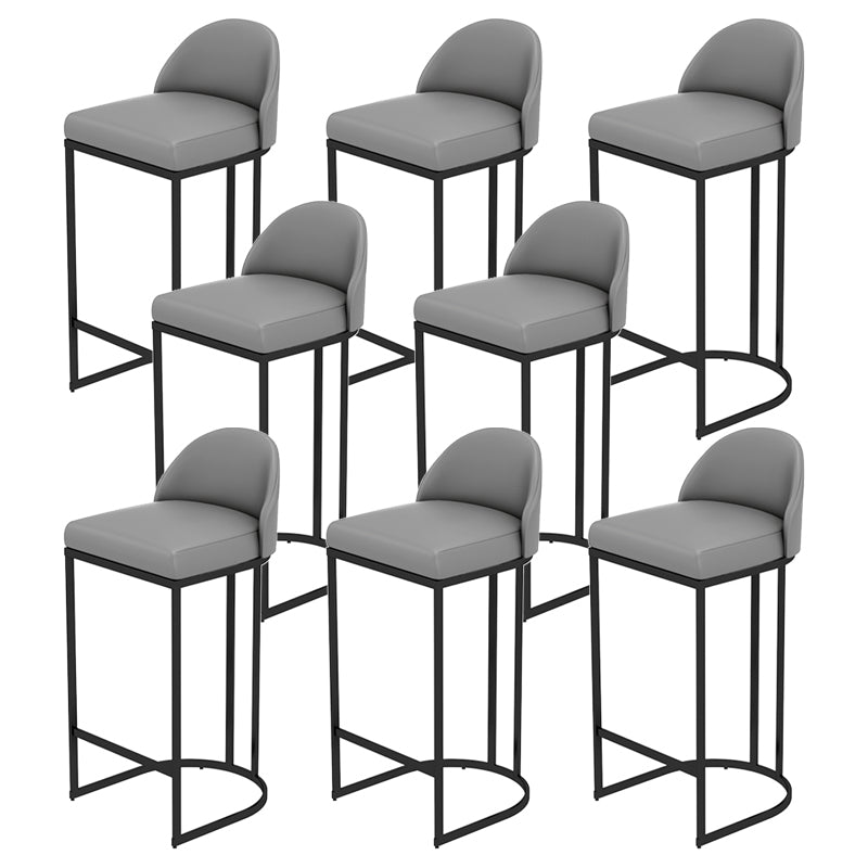 Low Back Upholstered Dining Stool Armless Bar Stool with Metal Base