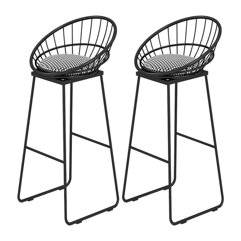 Low Back Upholstered Dining Stool Armless Bar Stool with Metal Base
