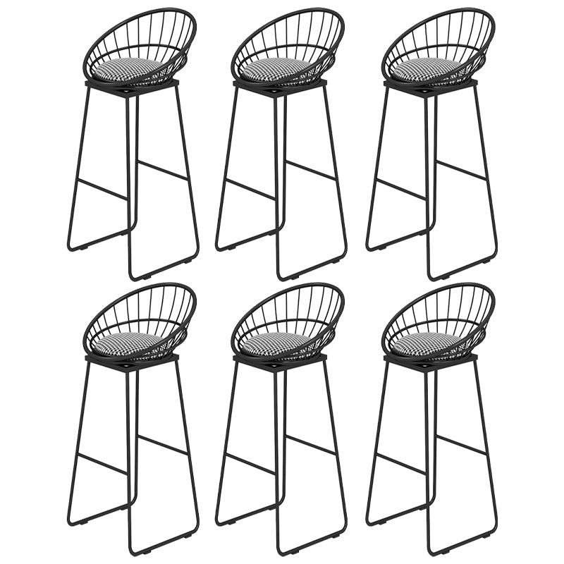 Low Back Upholstered Dining Stool Armless Bar Stool with Metal Base