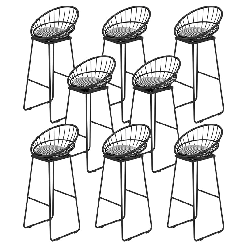 Low Back Upholstered Dining Stool Armless Bar Stool with Metal Base