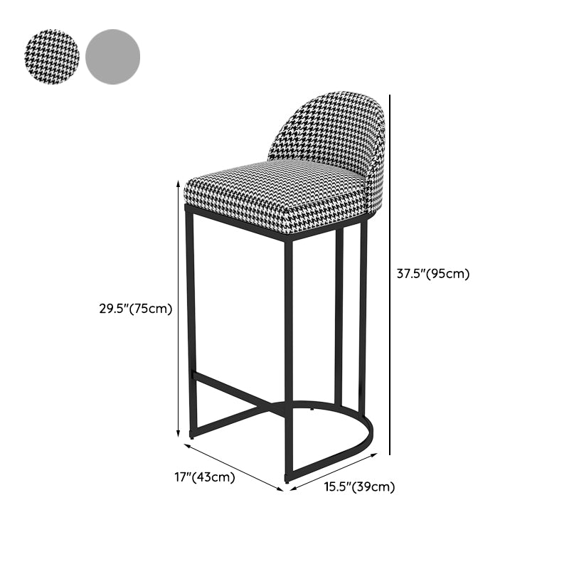 Low Back Upholstered Dining Stool Armless Bar Stool with Metal Base