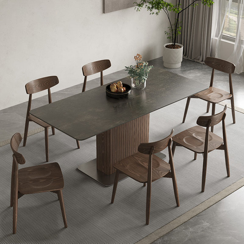 Industrial Kitchen Dinner Table Rectangle Pedestal Dining Table