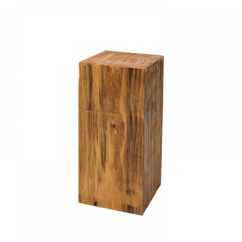 Rustic Sofa Accent Side Table Distressed Square Natural Pedestal Solid Wood Corner Table