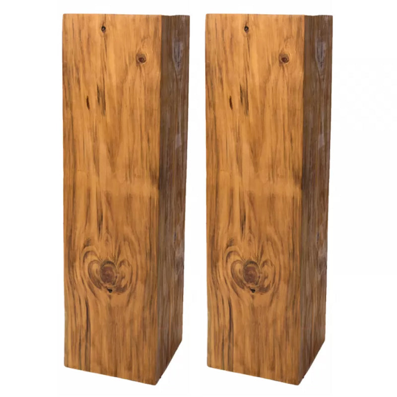 Rustic Sofa Accent Side Table Distressed Square Natural Pedestal Solid Wood Corner Table