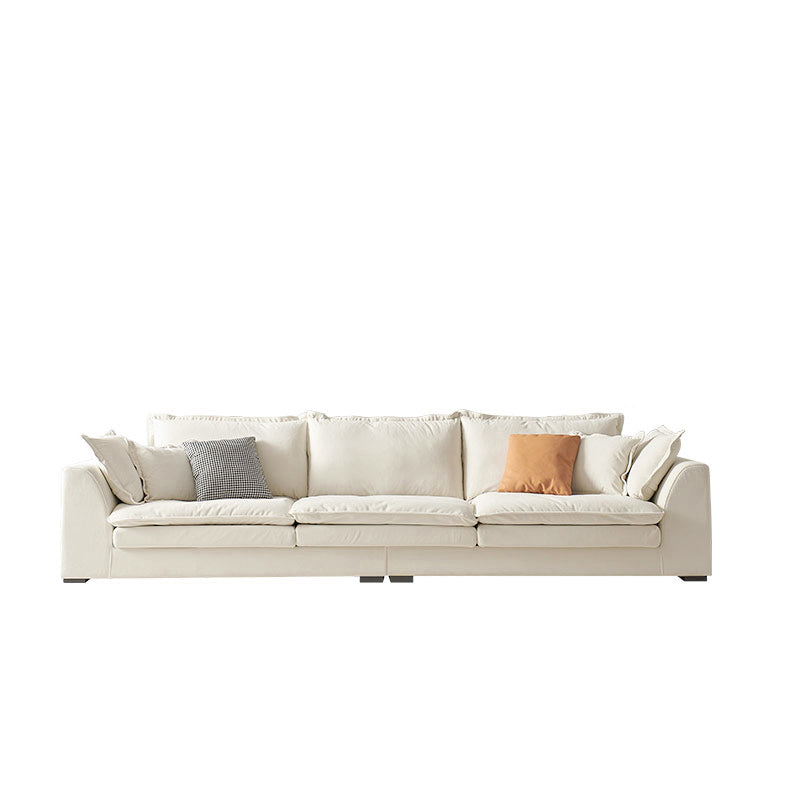 Contemporary Velet Sofa with Pillow Back and Square Arm  in Wood