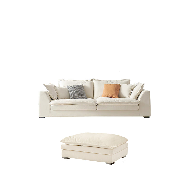 Contemporary Velet Sofa with Pillow Back and Square Arm  in Wood