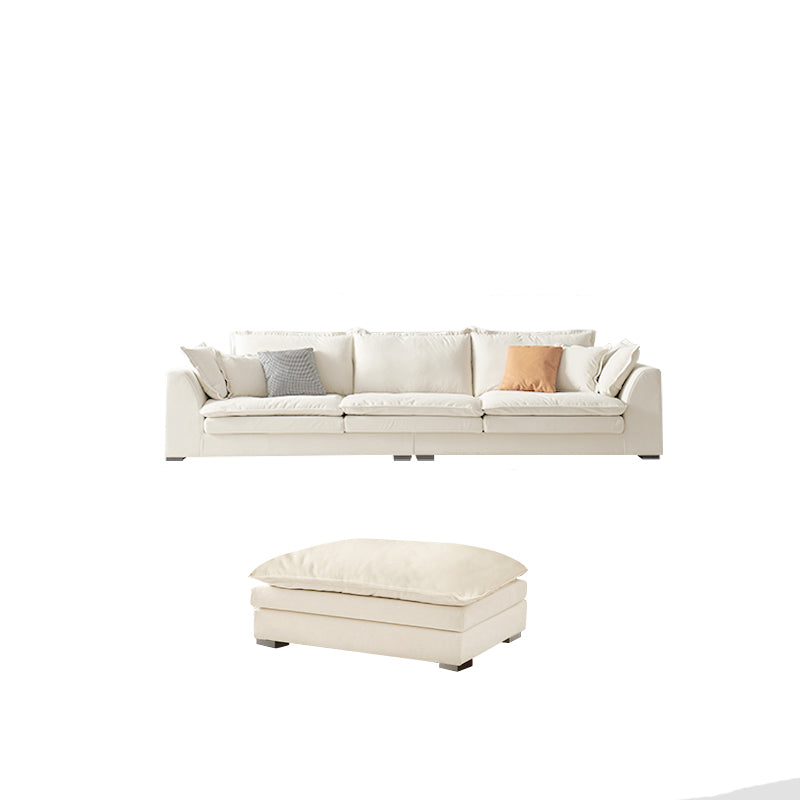 Contemporary Velet Sofa with Pillow Back and Square Arm  in Wood
